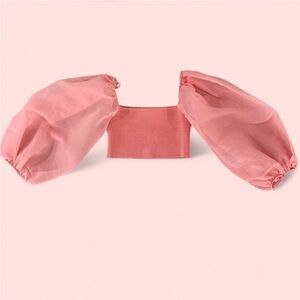 Zara Pink Crop Top with Puffy Sleeves